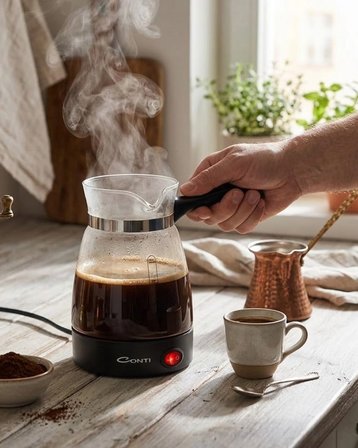 Cam Cezve Kahve Makinesi 650W Elektrikli 5 Fincan Kapasiteli Türk Kahvesi Makinesi
