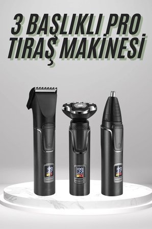 Dijital Göstergeli 3 Başlıklı Tıraş Makinesi Islak Kuru Lazer Öncesi Günlük