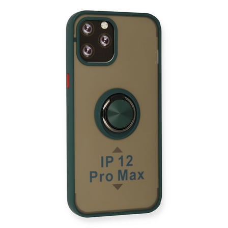 Apple İphone 12 Pro Kılıf Montreal Yüzüklü Silikon Kapak - Yeşil