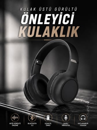 Kulak Üstü Kablosuz Bluetooth Kulaklık Gürültü Önleyici Ayarlanabilir
