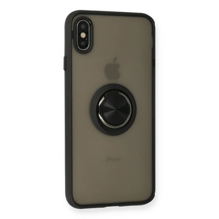 Apple İphone Xs Max Kılıf Montreal Yüzüklü Silikon Kapak - Siyah