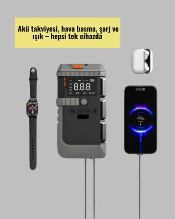 4’ü 1 Arada Powerbank Özellikli Araç Akü Şarj Takviye Cihazı