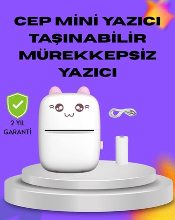 Kablosuz Mini Cep Yazıcısı Bluetooth Destekli 1200mAh Bataryalı