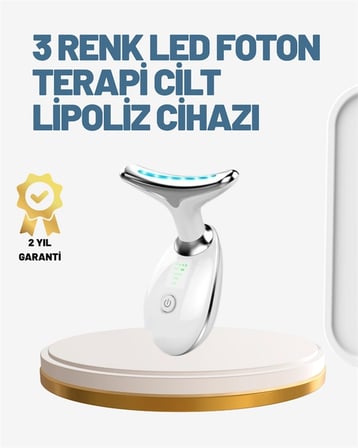 Cilt Yenileyici Şarjlı Güzellik Aleti – Pozitif/Negatif İyon, Titreşimli Masaj ve Kırmızı-Mavi-Yeşil Işıkla