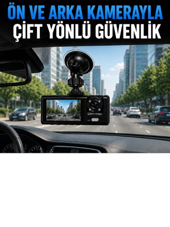 WiFi Çift Kameralı Araç İçi Kayıt Kamerası 1080P Full HD 170° Geniş Açılı Araç Kamerası