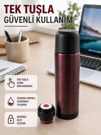 Çift Katmanlı Vakumlu Termos Ofis Araç Kamp İçin Paslanmaz Çelik Termos