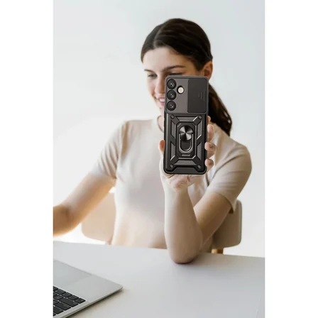 Samsung Galaxy A17 5g Pars Lens Yüzüklü Silikon - Yeşil