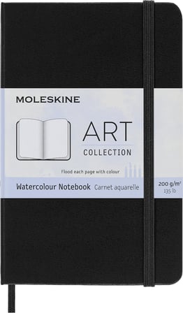 Moleskine yaratıcı not defteri, sulu not defteri, cep, A6, 200 g sulu kağıdı, sert kapak, siyah. Cep/A6