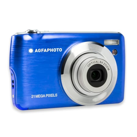 AgfaPhoto Fotoğraf Makinesi Realishot DC8200 – dijital kamera kompakt kamera (18 MP, Full HD, 2,7 inç LCD ekran, 8 x optik , lityum pil ve SD kart 16 GB (_Blue)