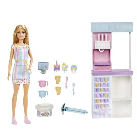 Barbie Dondurma Dükkanı Oyun Seti Barbie Dondurma Dükkanı Oyun Seti, 30 cm sarışın bebek, dondurma y
