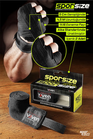 Sporsize Voven Boxing Muay Thai Bandage Boks Bandajı Muay Thai Bandajı El Sargısı Tüm Ebatlar,