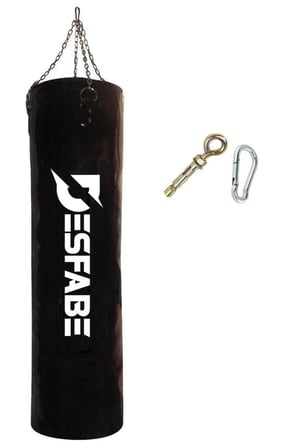 Desfabe Boxing Star 120x32 Cm Zincirli Boks Torbası Siyah+Askı Aparatı
