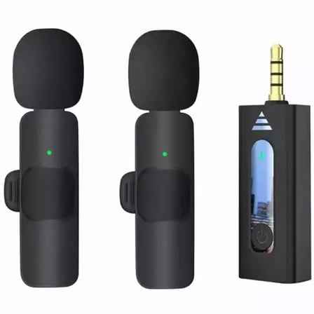 Coverzone Kablosuz Mikrofon Wireless İkili Yaka Mikrofonu 3.5mm Aux Girişli Sokak Müzisyenleri Amfi Hoparlör Bilgisayar Youtuber Tablet Uyumlu Tak Çalıştır (TELEFON DESTEKLEMEZ) K35