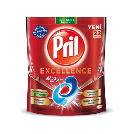 Pril Excellence 4 ü 1 Arada Bulaşık Makinesi Deterjanı 22 Kapsül