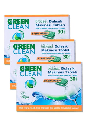 U Green Clean Bitkisel Bulaşık Makinesi Tableti 30'lu x 3 Adet