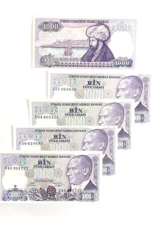 7. Emisyon 1.000 Türk Lirası Eski Para. Kağıt Para. Hobi Kağıt Para.