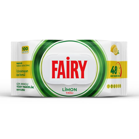 Fairy Çok Amaçlı Yüzey Temizlik Havlusu 100 Yaprak | Limon Yağlı | Beyaz Sirke  Karbonat | 48 Saat
