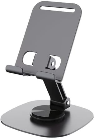 PDAteknoloji Metal 360 Dönebilen Ayarlanabilir Telefon Masa Üstü Standı Standart M-360 Üst Kısım Aşağı Yukarı ve Alt Kısım Sağa Sola 360 Derece Dönerli (Uzay Grisi)
