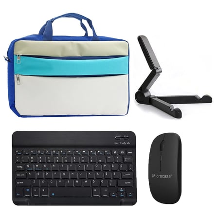 Microcase A11 11 inch ile uyumlu Tablet Çanta+Bluetooth Klavye+Mouse+Tablet Standı Siyah-AL4840