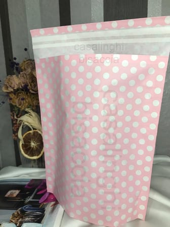 Pembe Beyaz Puanlı Küçük Boy Hediye Torbası Hediye Paketi Bantlı 20x20 Cm - 2 Adet (Pembe)