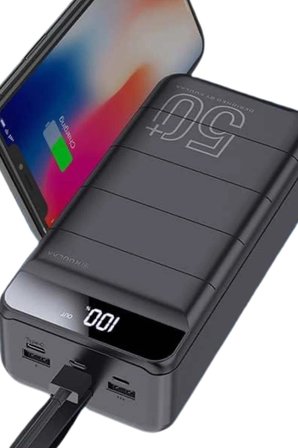Taşınabilir Powerbank . mAh  Girişli Hızlı Şarj Led Göstergeli Fenerli Şarj