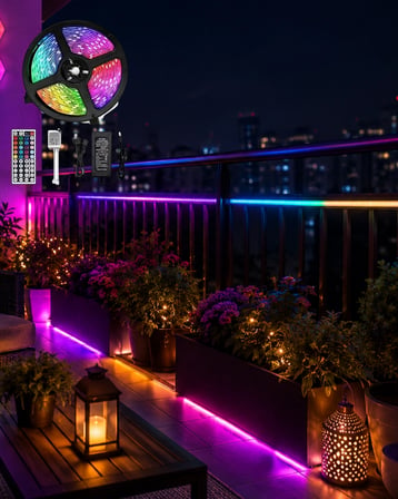 LED Strip RGB  Metre Çok Renkli Kumandalı Şerit Led Işık Seti