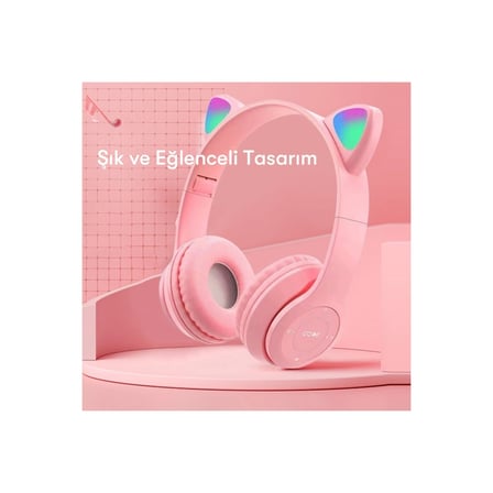 P47m Kablosuz Kedi Kulaklık - Beyaz