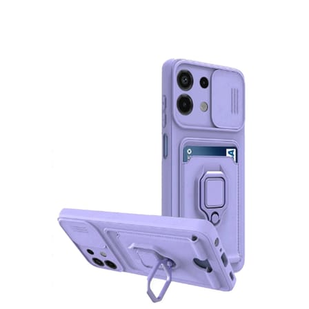 Xiaomi Redmi Note 13 4g Kılıf Zuma Kartvizitli Yüzüklü Silikon - Lila