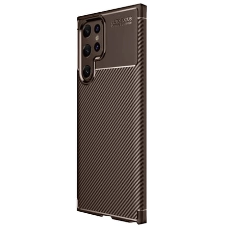 Samsung Galaxy S Ultra Kılıf Auto Focus Karbon Kapak - Kahverengi