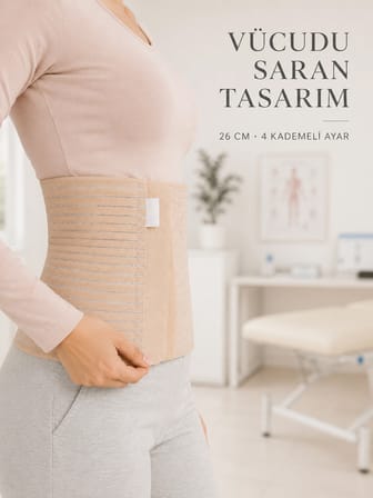 Doğum Sonrası Abdominal Korse 26 cm 4 Kademe Ayarlı Karın Toparlayıcı Korse