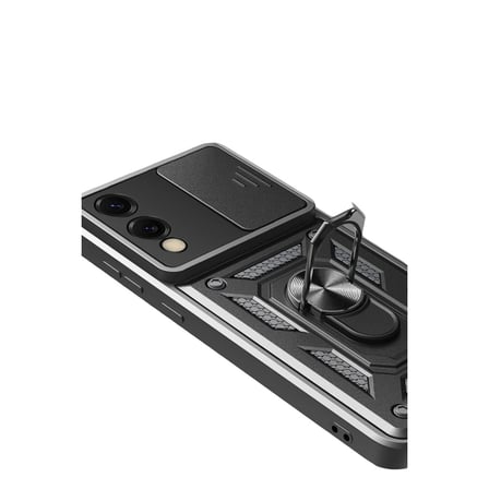 Samsung Galaxy S25 Edge Pars Lens Yüzüklü Silikon - Siyah