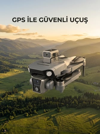 Ekranlı Kumandalı GPS Drone Çift Kameralı Katlanabilir Hava Aracı