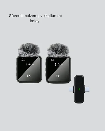 in Kablosuz Yaka Mikrofonu iOS ve Android Uyumlu