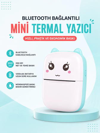 Mürekkepsiz Baskı Teknolojili Bluetooth Cep Yazıcısı