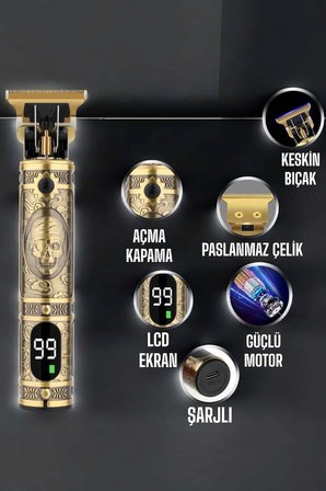Tıraş Makinesi Çizik Tıraş Paslanmaz Çelik Uzun Ömürlü Şarjlı