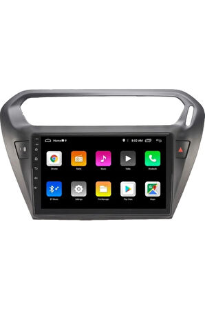 Peugeot 301 Siyah Android Carplay Navigasyon Multimedya QLED Ekran-2gb Ram