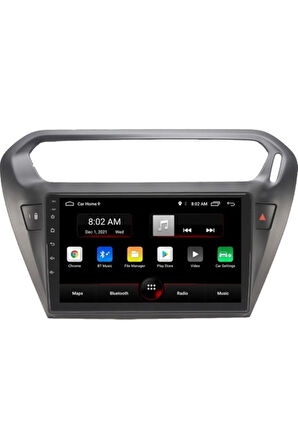 Peugeot 301 Siyah Android Carplay Navigasyon Multimedya QLED Ekran-2gb Ram