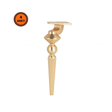 4 Adet Tuva Lüx Metal Ayak 16 cm Mat Altın Mobilya Koltuk Ayağı