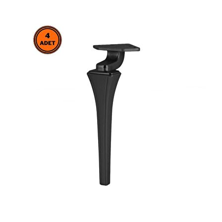 4 Adet Venüs Lüx Metal Ayak 16 cm Mat Siyah Mobilya Koltuk Ayağı 