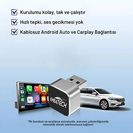 Embatech Araç Içi 2in1 Android Ve Apple Cihazlar Için Kablosuz CarPlay Ve Android Auto Adaptörü (EMT-001)