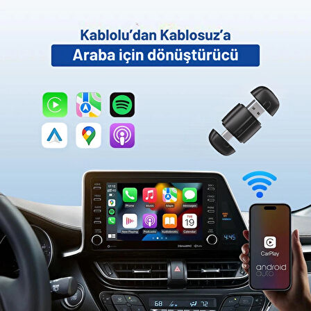 Embatech Araç Içi 2in1 Android ve Apple Cihazlar Için Kablosuz Android Auto ve Carplay Adaptörü (EMT-006)