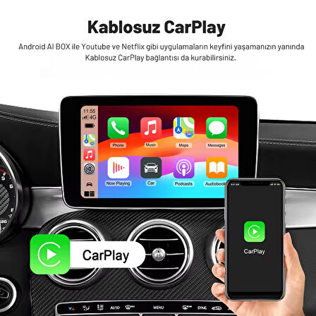 Embatech Carplay Ai Box 4GB+32GB Youtube,netflix,google Play & Kablosuz Carplay&android Auto- Android 14