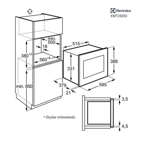 Electrolux EMT25203OC Ankastre Rustik Izgaralı Mikrodalga Fırın, Krem