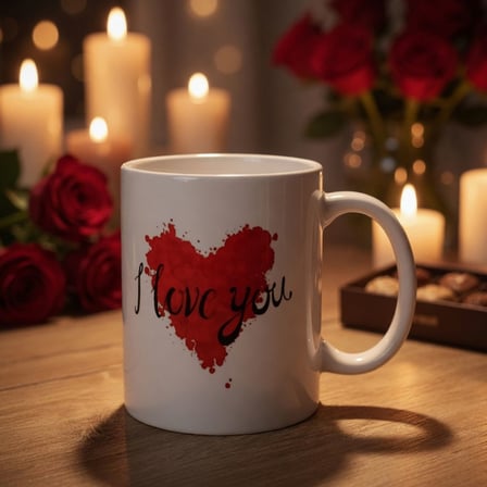 Delux Serisi Çay Kupası İkram Bardağı Dekoratif Kupa I Love You Tasarım Bardak