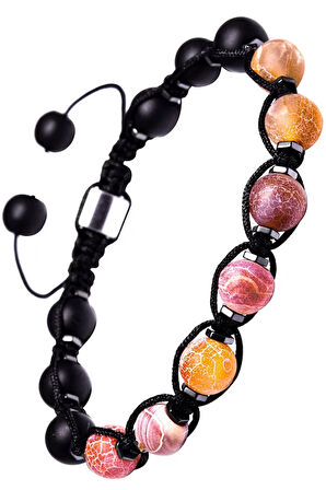 Makrome Pembe Buz Akik Bileklik