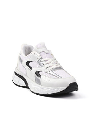 Kadın Beyaz Siyah Sneaker Günlük Ortopedik Spor Ayakkabı