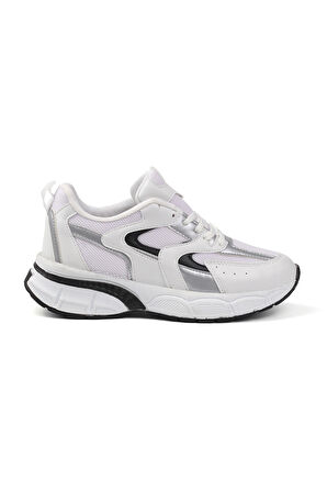 Kadın Beyaz Siyah Sneaker Günlük Ortopedik Spor Ayakkabı