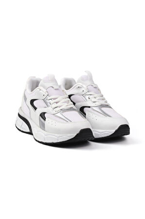 Kadın Beyaz Siyah Sneaker Günlük Ortopedik Spor Ayakkabı