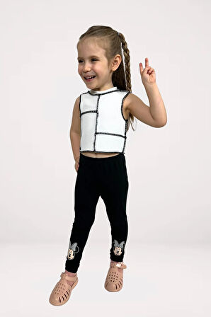 Kız Çocuk Crop Top Beyaz Sıfır Kol - Likralı %100 Pamuk