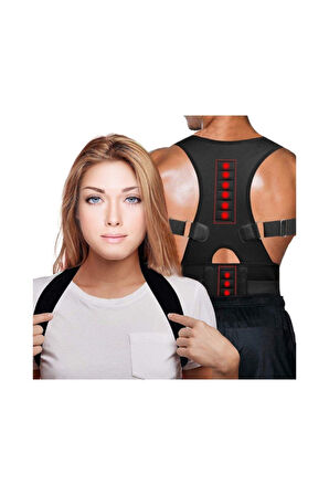 Unisex Siyah Manyetik Dik Duruş Kifoz Korsesi